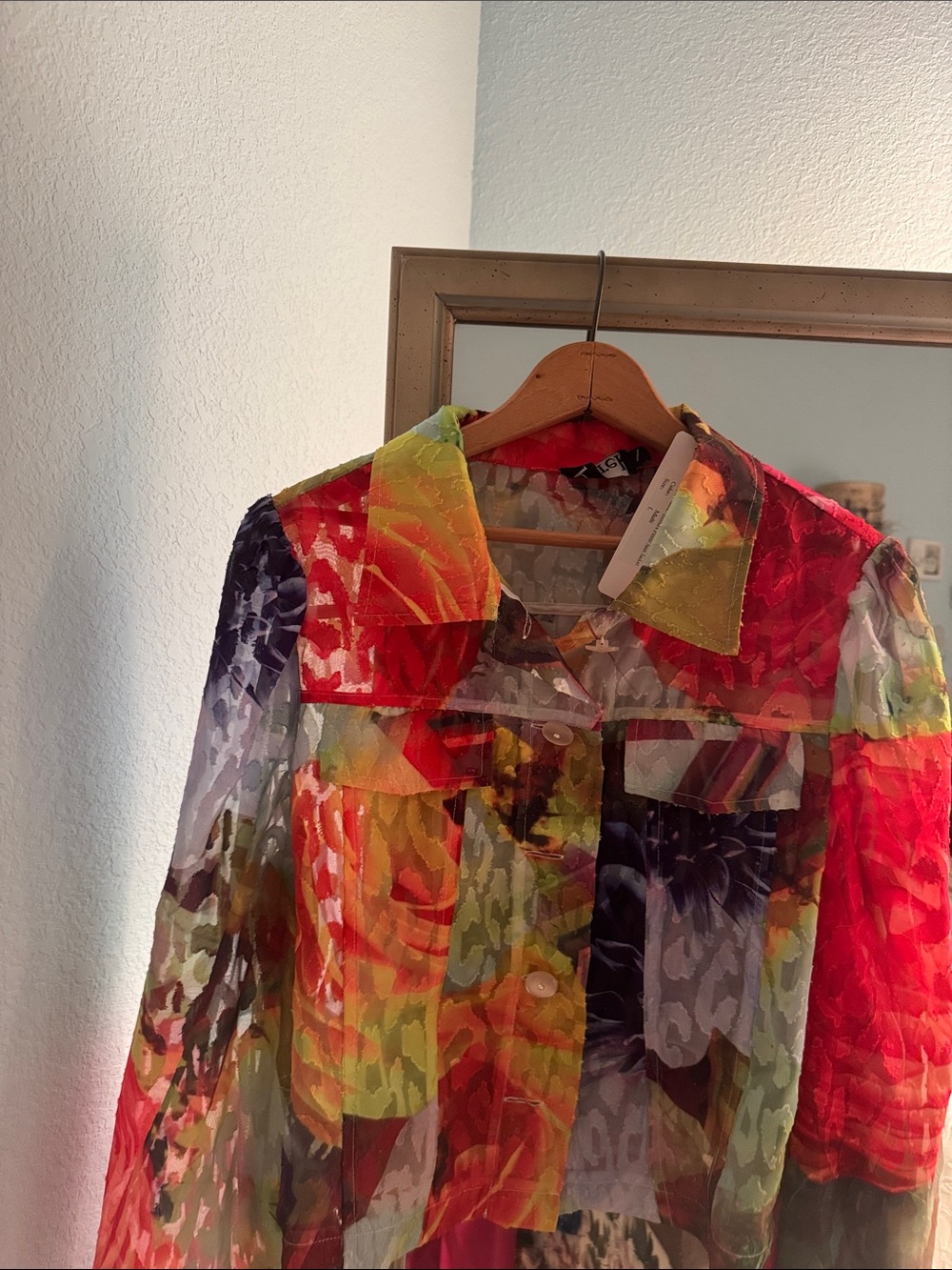 Desigual Sheer Multi-Color Floral Jean Jacket